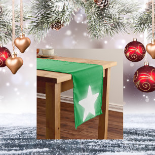 Simple White Decor Christmas on Green   Medium Table Runner