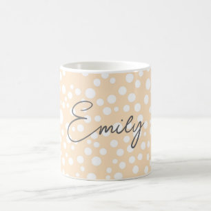 Simple white dotted pattern on peach background coffee mug