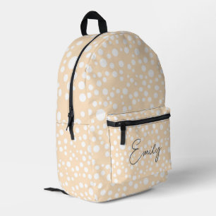 Simple white dotted pattern on peach background printed backpack