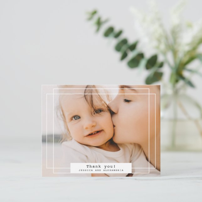 Simple White Double Frame Thank You Photo Card (Standing Front)
