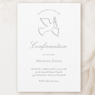 simple white dove design Confirmation Invitation