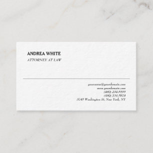 Simple White Elegant Plain Professional Minimalist Business Card