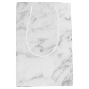 Simple white faux marble medium gift bag