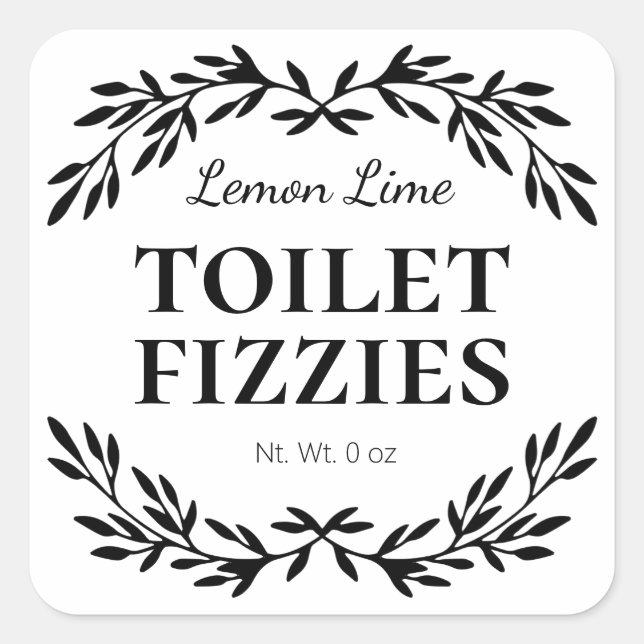 Simple White Fizzy Toilet Cleaner Labels (Front)