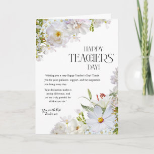 Simple White Floral Teacher’s Day Card