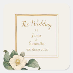 Simple White Floral   Wedding Envelope Seal