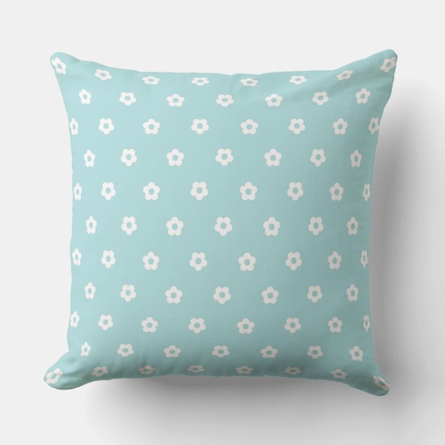 Simple White Flower Design on Light Blue Back Cushion (Front)