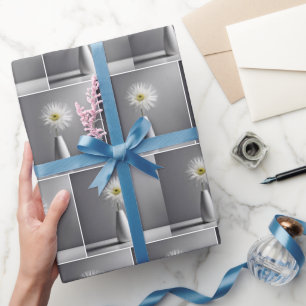 Simple White Flower In Vase Wrapping Paper