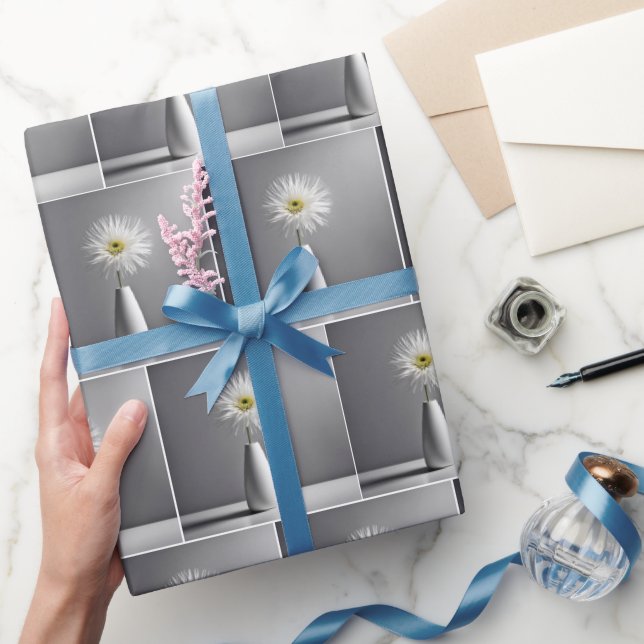 Simple White Flower In Vase Wrapping Paper (Gifting)