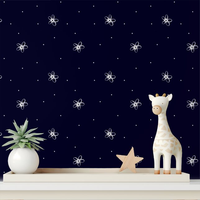 Simple White Flower Minimal Blue Floral Pattern Wallpaper (Creator Uploaded)