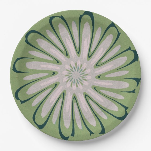 Simple White Flower Napkins Paper Plate (Front)