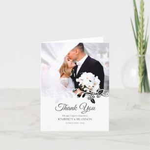 Simple white Frame Photo Wedding Thank You Card