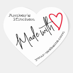 Simple White From The Kitchen Made With Love Heart Sticker