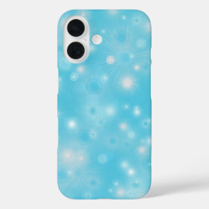 Simple White glow Snowflakes on Blue Cute Pretty iPhone 16 Case