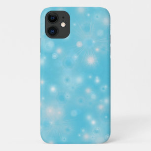 Simple White glow Snowflakes on Blue Cute Pretty iPhone 11 Case