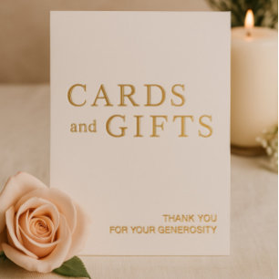 Simple White & Gold Cards & Gifts Wedding Sign