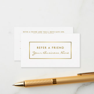 Simple White & Gold Foil Effect Referral Card