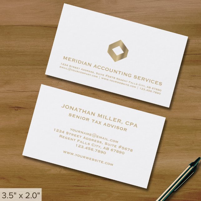 Simple White Gold Logo Business Card (Creator Uploaded)