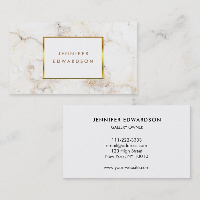 Simple white gold marble pattern professional business card (Front/Back)
