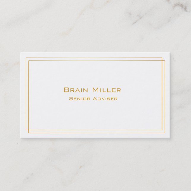 Simple White Gold Modern Professional Business Card (Front)