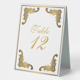 Simple White Gold Ornament Wedding Table Numbers