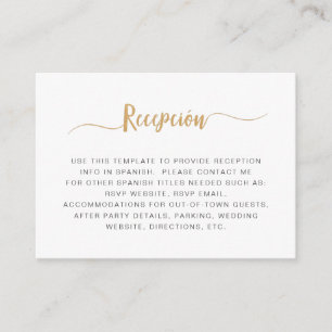 Simple white gold Recepciòn  Enclosure Card