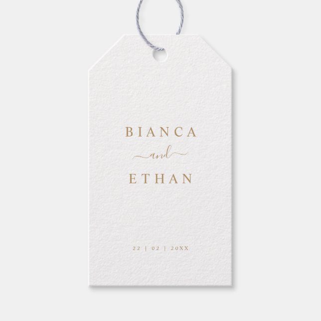 Simple White & Gold Wedding Gift Tags (Front)