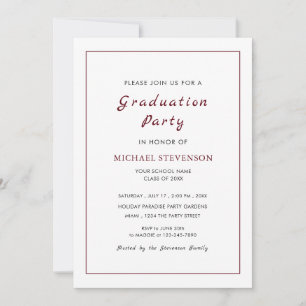 Simple White Graduation Party Invitation Customise