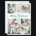Simple White Green 5 Photo Collage Christmas Holiday Card<br><div class="desc">Simple, Elegant Calligraphy White and Green 5 Photo Collage Merry Christmas Script Holiday Card. This festive, minimalist, whimsical five (5) photo holiday greeting card template features a pretty grid photo collage and says „Merry Christmas”! The „Merry Christmas” greeting text is written in a beautiful hand lettered swirly swash-tail font type...</div>