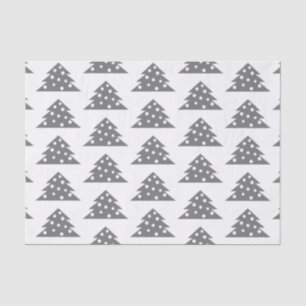 Simple White Grey Christmas tree Patten Holiday Tissue Paper