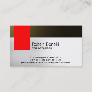 Simple White Grey Red Gold Modern Business Card