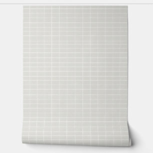 Simple White Grid Pattern on Light Grey Wallpaper