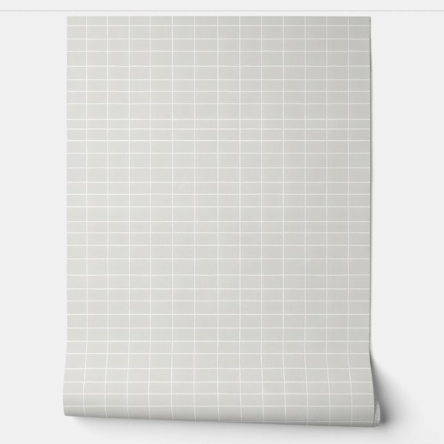 Simple White Grid Pattern on Light Grey Wallpaper (Unrolling)
