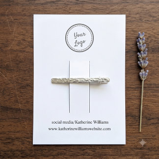 Simple White Hair Clip Display |Add Your Logo Business Card