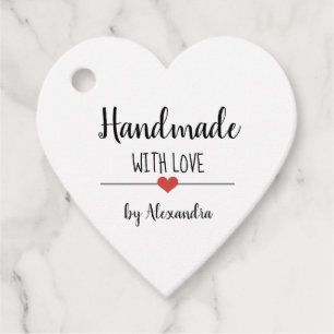 Simple white handmade with love kraft script favour tags