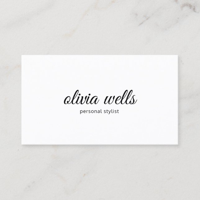 Simple White Handwritten Calligraphy Business Card (Front)