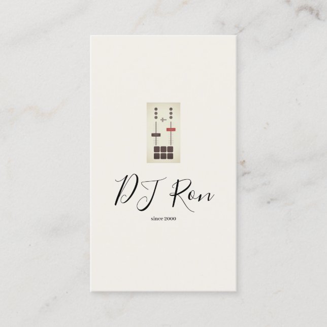 Simple White  Handwritten Script DJ Business Card (Front)
