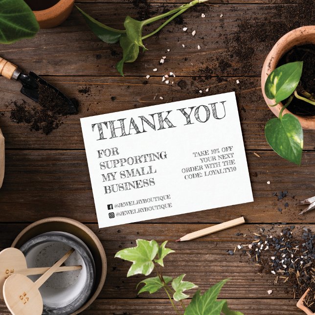 Simple White Handwritten Sketch Customer Thank You Business Card (Creator Uploaded)