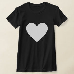 Simple White Heart Modern Love Black Woman T-Shirt
