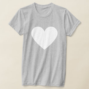 Simple White Heart Modern Love Grey Womans T-Shirt