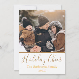 Simple White Holiday Cheer Faux Gold Photo