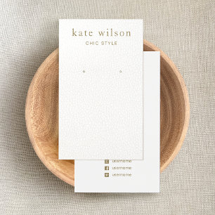 Simple White Leather  Earring Display Card