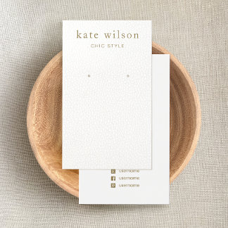 Simple White Leather  Earring Display Card