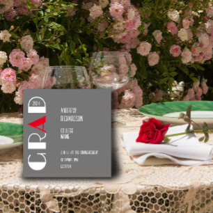 Simple white  letter red grad college Flat Card
