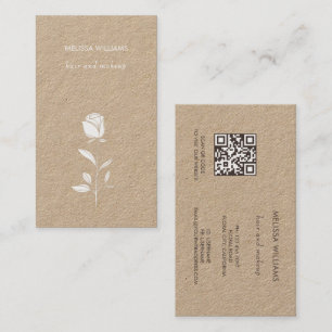 Simple White Line Art Rustic Business Card