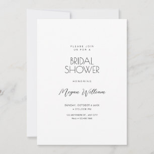 Simple white minimalist bridal shower invitation