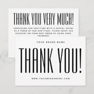 Simple white minimalist business thank you card
