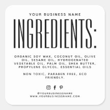 Simple white minimalist candle ingredients label