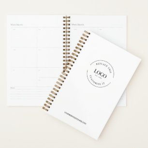 Simple White Minimalist Custom Logo Branded Planner