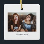 Simple White Minimalist Photo Keepsake Christmas Ceramic Ornament<br><div class="desc">Simple White Minimalist Photo Keepsake Christmas Ceramic Ornament,  a beautiful personalised gift for friends,  family,  couple,  girlfriend,  boyfriend,  coworker,  boss and more.</div>